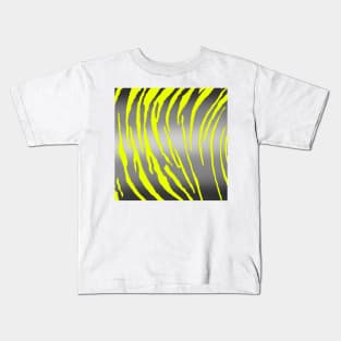 Silver Tiger Stripes Yellow Kids T-Shirt